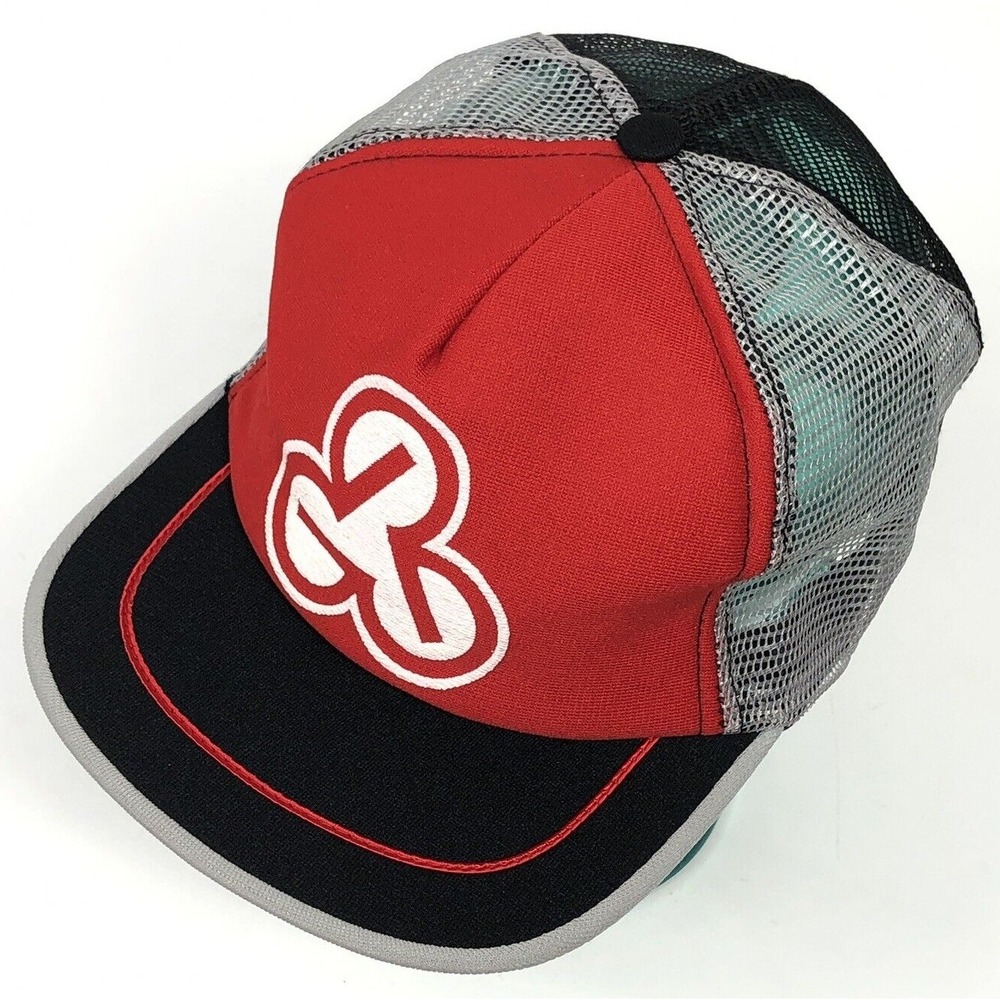 Vintage Trucker Hat Cap Snap Back USA 80s Pinwheel Tri Color Stripe GGG Coal